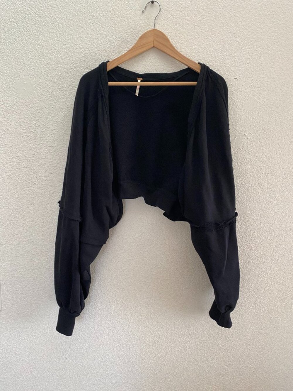Free People Shrug It Off Sweatshirt Jacket Size Small Black OB1756729 Open Front